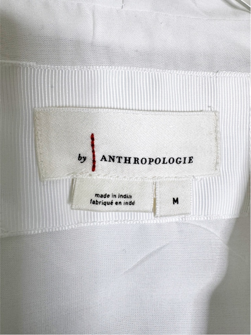 Anthropologie Cotton The Tommie Smocked Waist Front Zip Shirt Dress White Size M - Picture 7 of 13